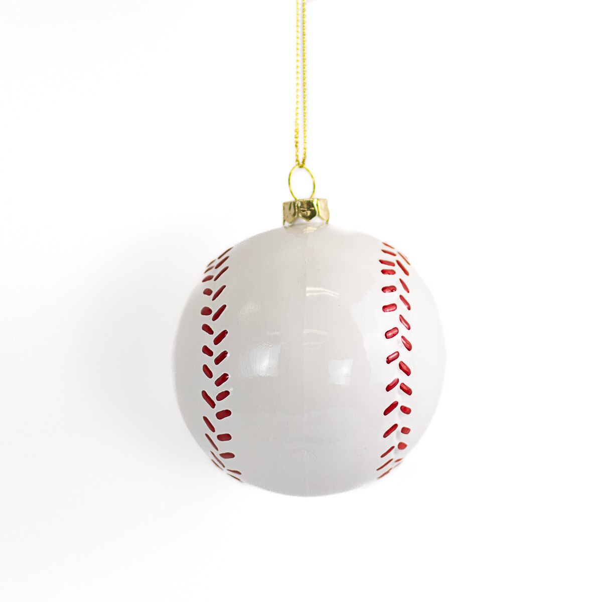 Baseball Ornament White/Red 3x3