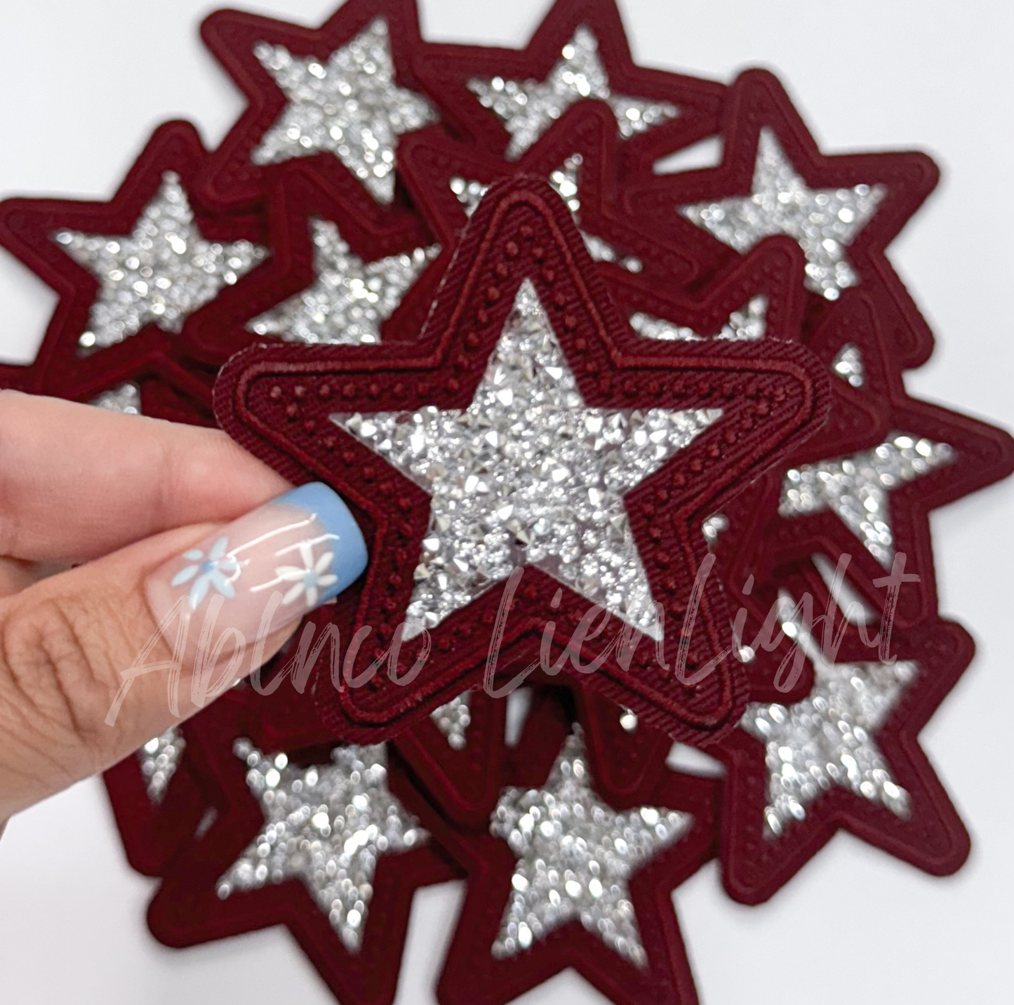 Maroon rhinestone star embroidery patch trucker hat patches