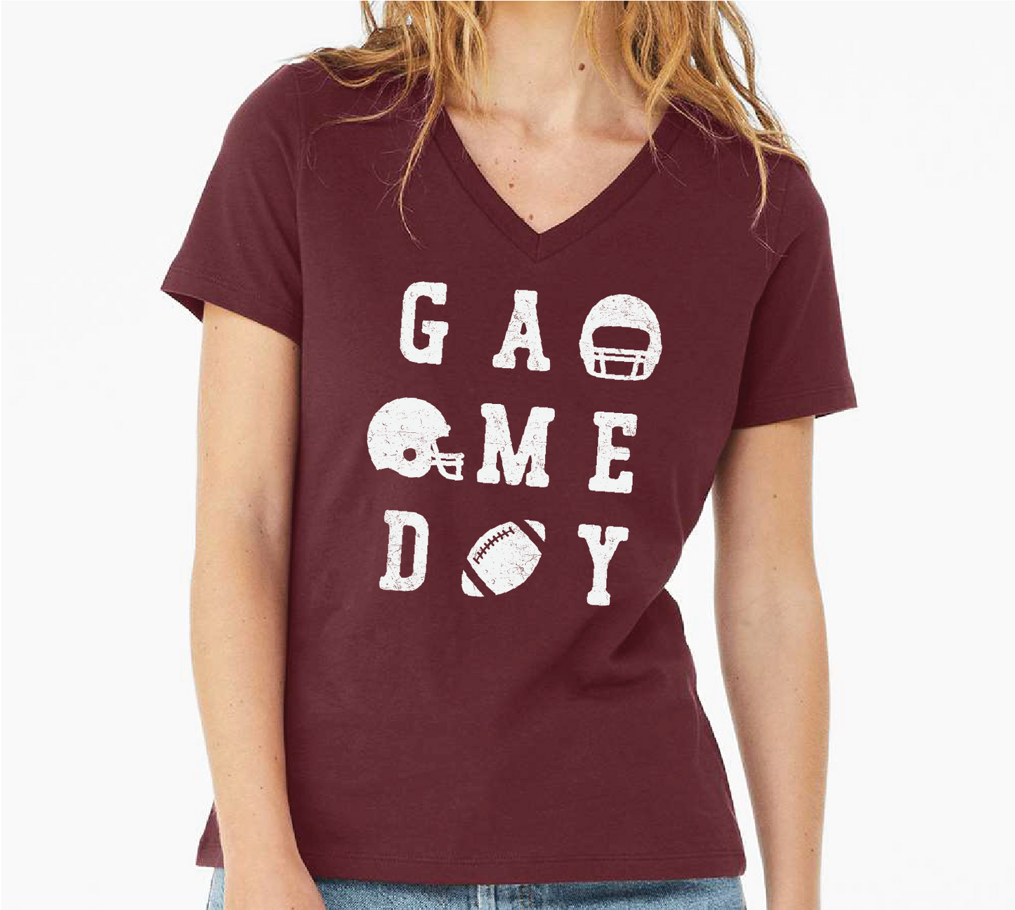 GAMEDAY Womens Relaxed V-Neck T Shirt