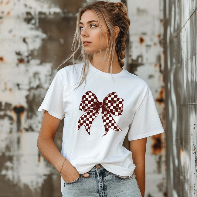 Tiger Checkered Bow T Shirt