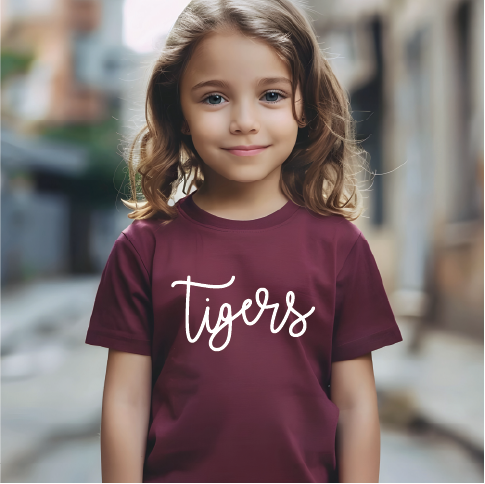 Tigers Script Youth Tshirt