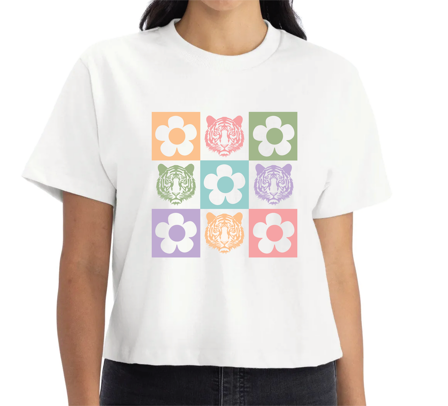 CSE Flower Fun Womens Boxy Crop Tshirt