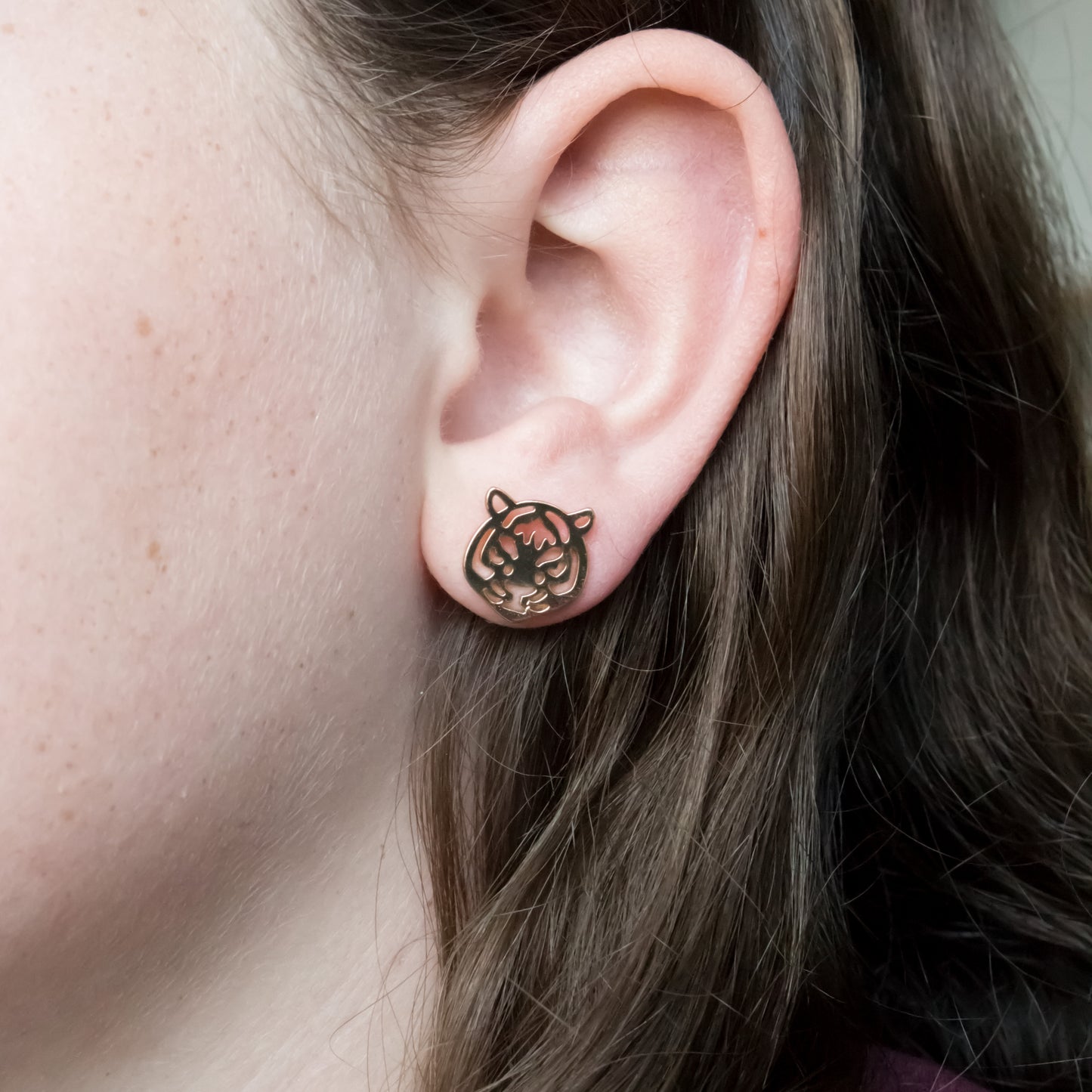 Tiger Face Stud Earrings
