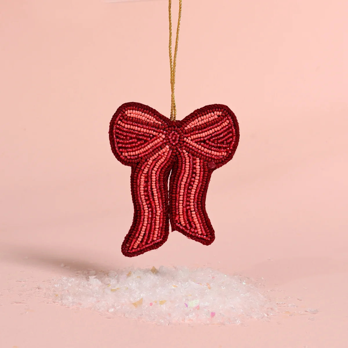 Red Bow Beaded Ornament