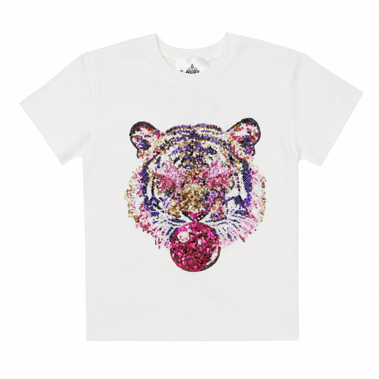 White Sequin Tiger Bubble Shirt