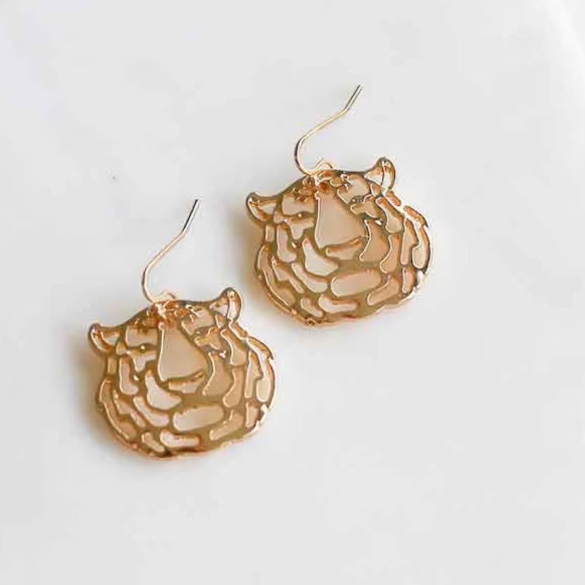 Gold Bengal Tiger Drop Earrings
