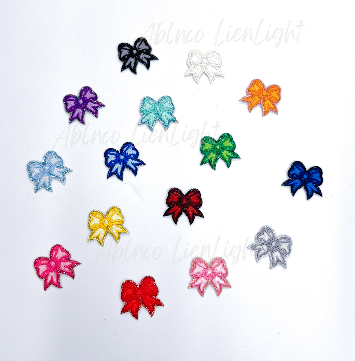 Light blue dainty bow embroidery patch iron on
