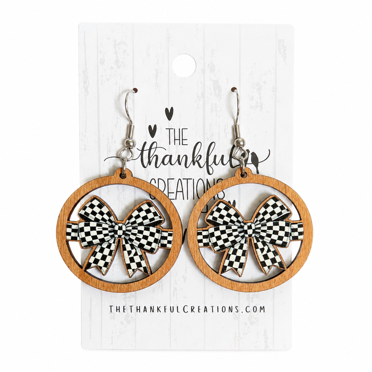 Checkered Bow Earrings