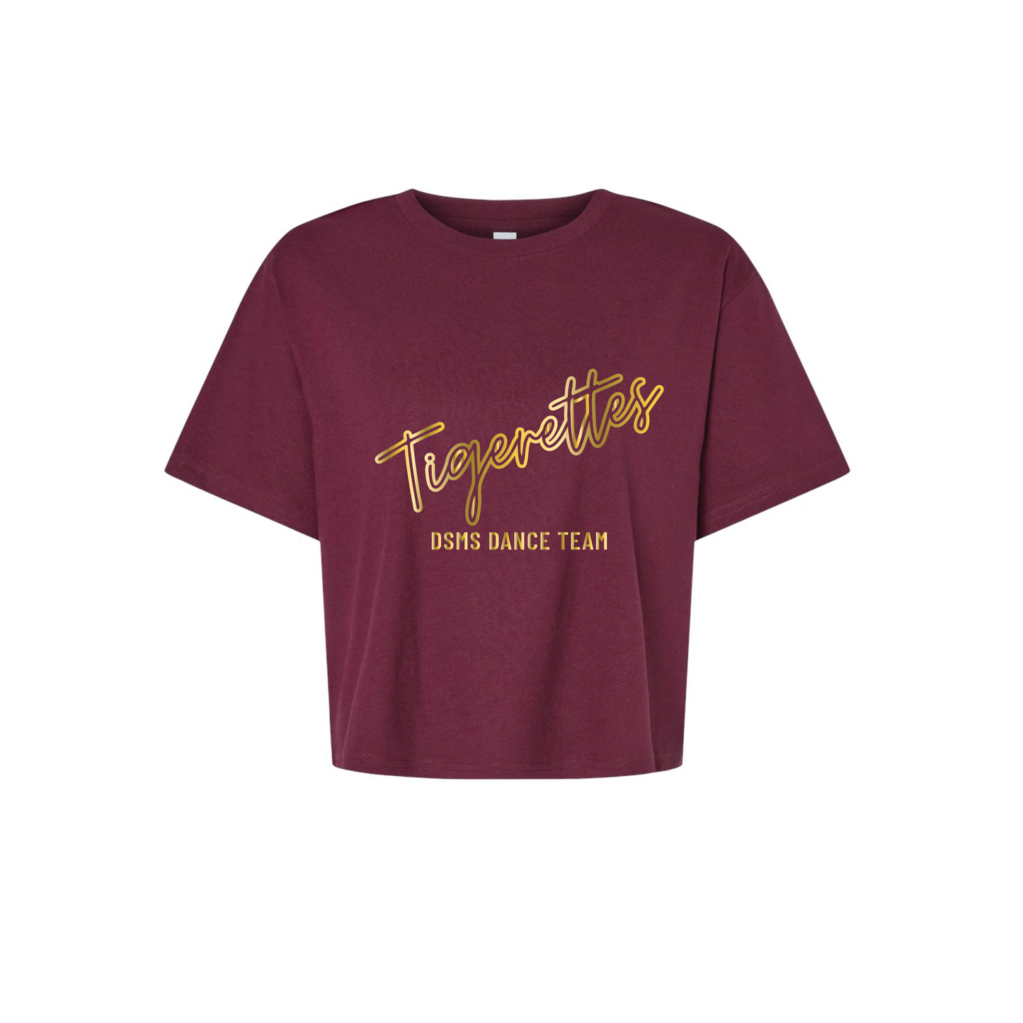 Tigerettes - Maroon & Gold Foil Script Women's Boxy Tee