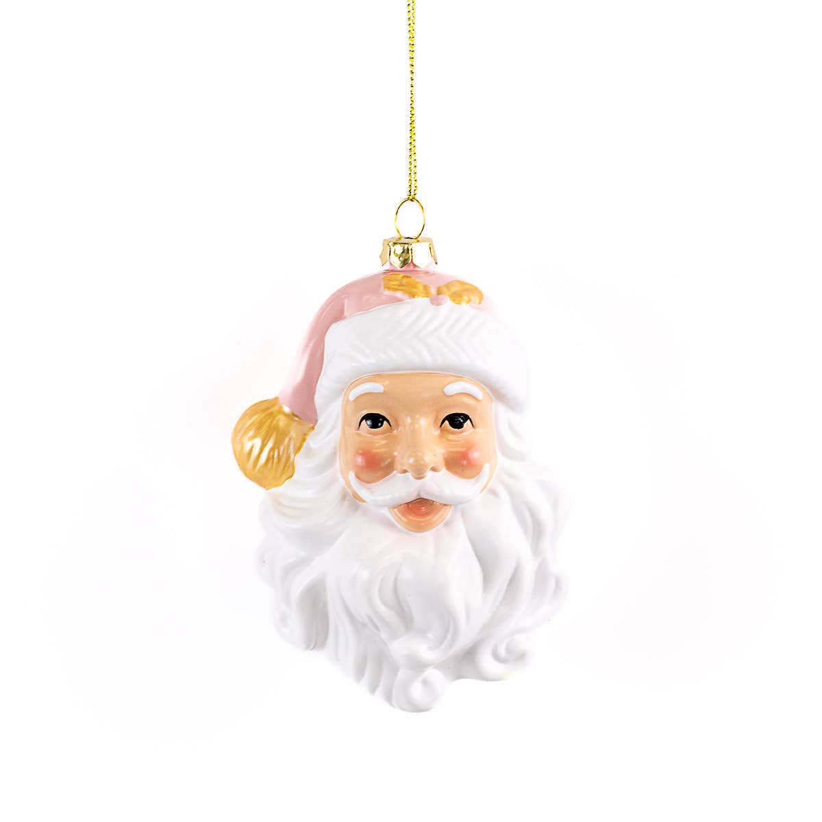 HoHoHo Santa Ornament Pink/White 3x5