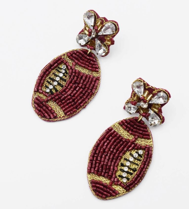 Football Beaded Earrings