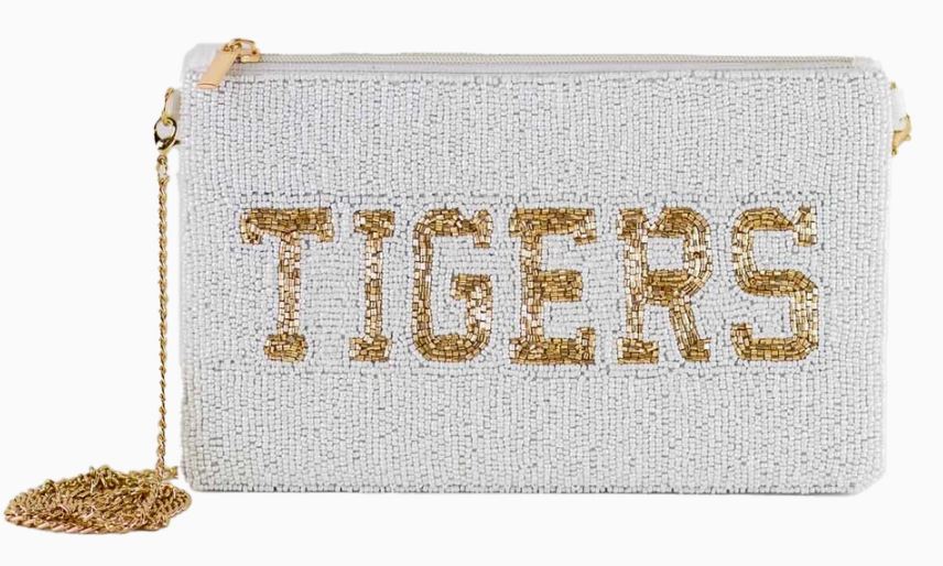 Beaded Tigers Clutch/Crossbody Purse