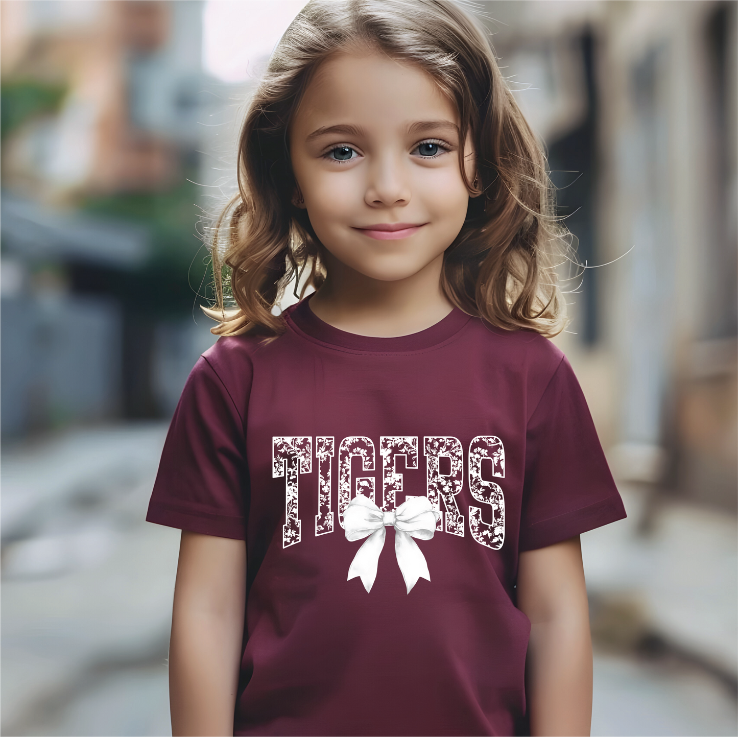 TIGERS Toile +Bow Tshirt (Youth & Adult)