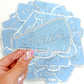 SILVER glitter light blue cheer megaphone hat patch iron on