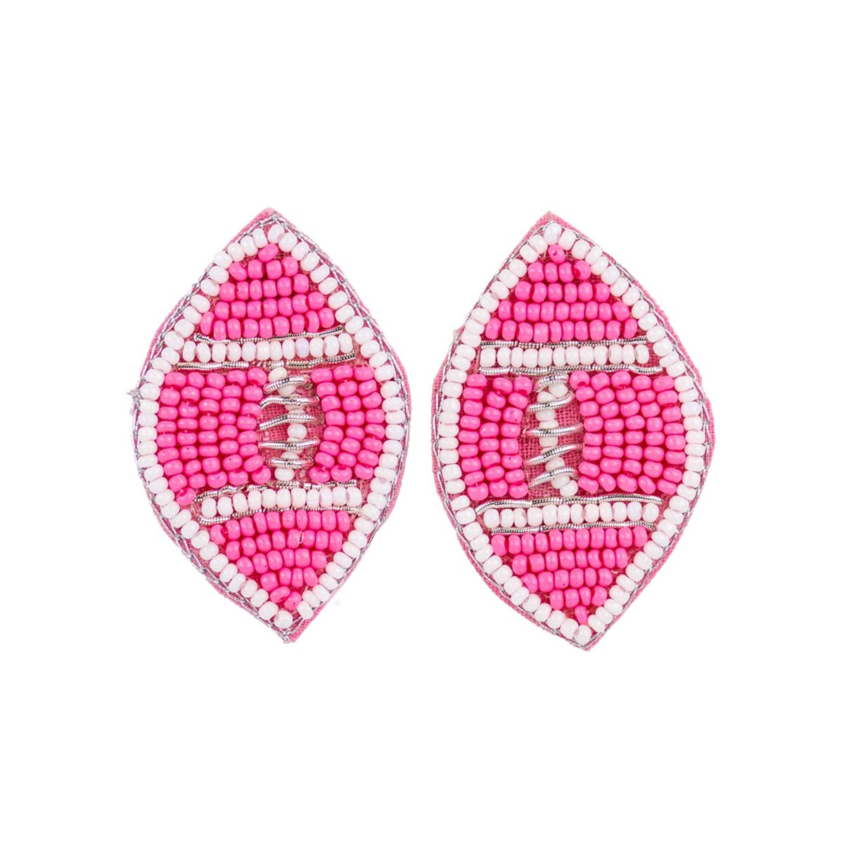 Pink Beaded Football Stud