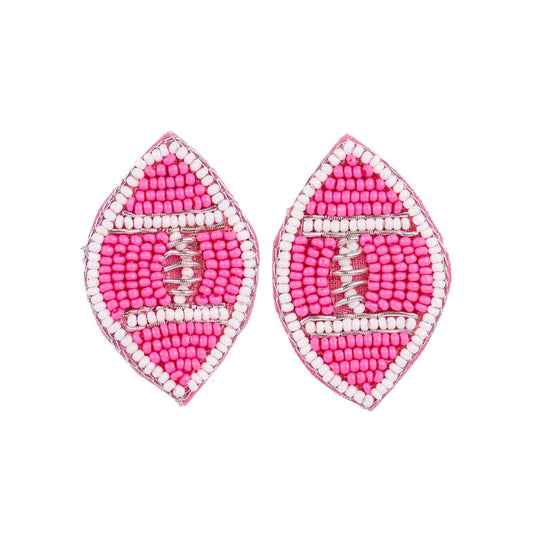Pink Beaded Football Stud