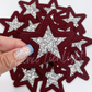 Maroon rhinestone star embroidery patch trucker hat patches