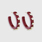 Maroon Star Hoop Earrings