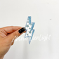 Light blue glitter star lightning bolt filler patch iron on