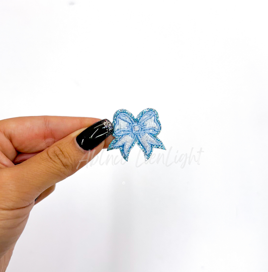 Light blue dainty bow embroidery patch iron on 