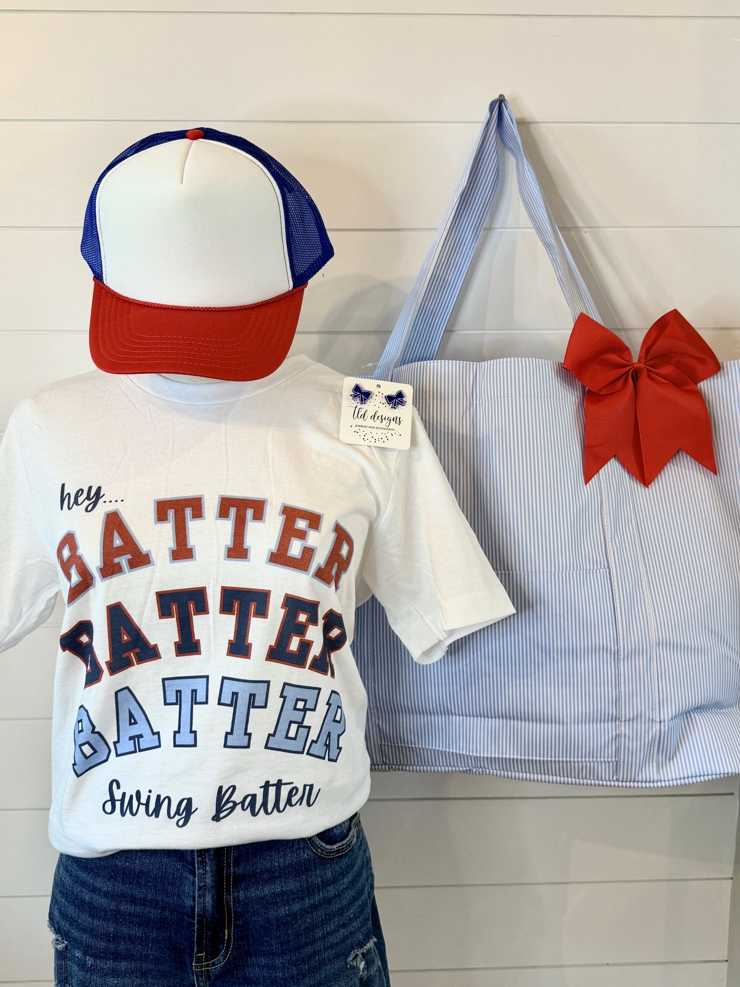 Big Mama Tote - Baby Blue Preppy Stripe