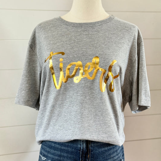 Foil Script Tigers Tshirt (2 colors)