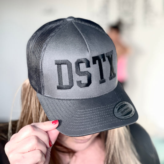 DSTX - Retro Trucker Hat Black on Charcoal