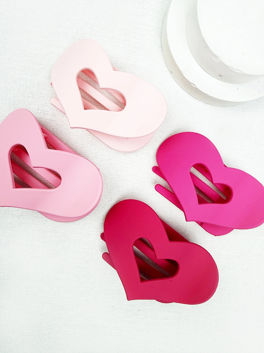 Pink Shades Heart Shape Flat Hair Clip