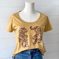 Gold Walking Tiger Womens Scoop Neck