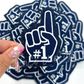 Navy #1 foam finger game day trucker hat patch iron on 