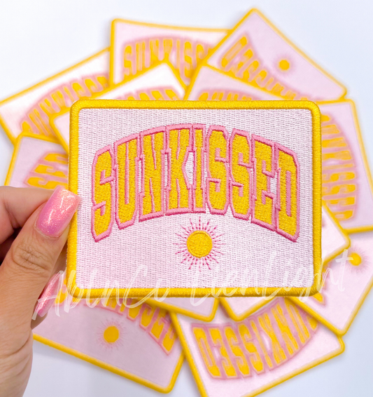 4” sunkissed summer trucker hat embroidery patch iron on
