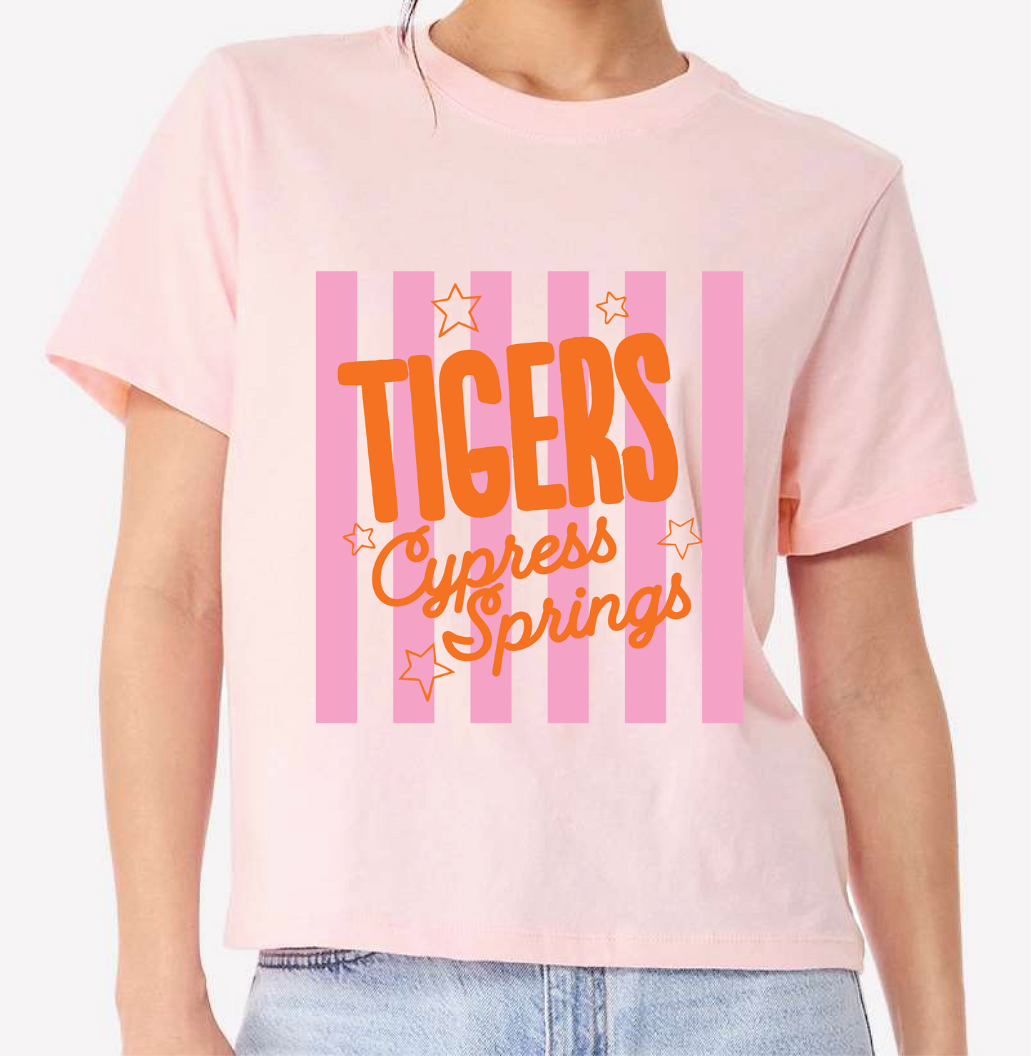 CSE Pink Tigers Stripe Womens Boxy Crop