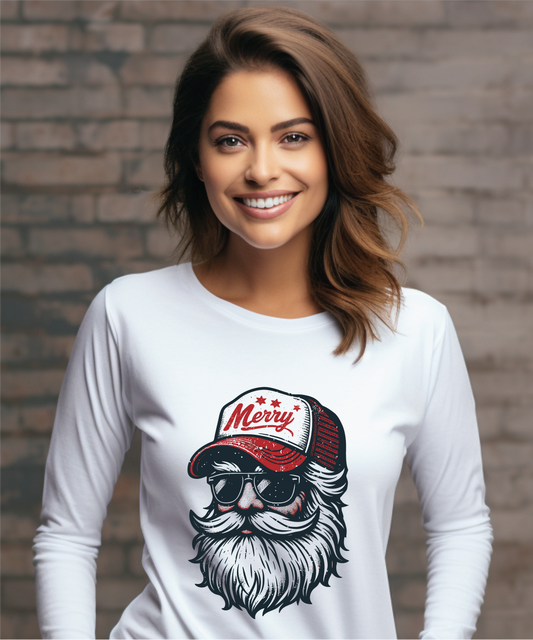 Santa Merry Trucker Hat Tshirt