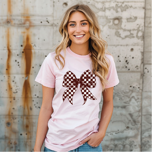 Tiger Checkered Bow T Shirt