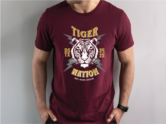 Tiger Nation T Shirt - Maroon White & Gold