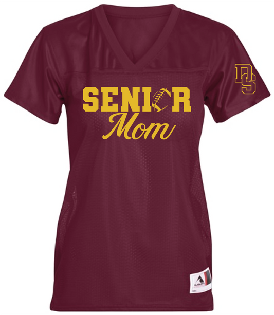 Senior Football Mom - Junior/Fitted Jersey (White or Maroon)