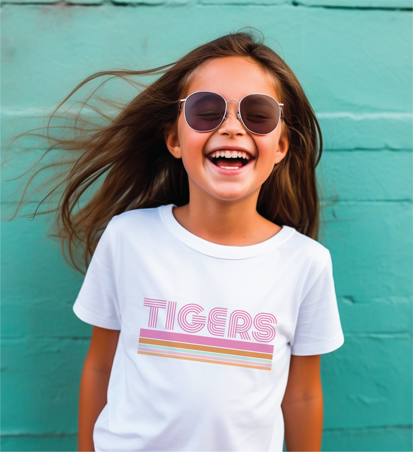 TIGERS Retro T-Shirt with Pink Stripes