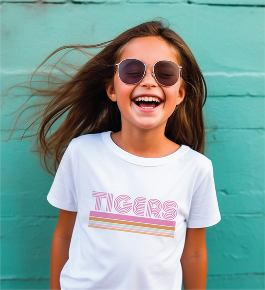 TIGERS Retro T-Shirt with Pink Stripes