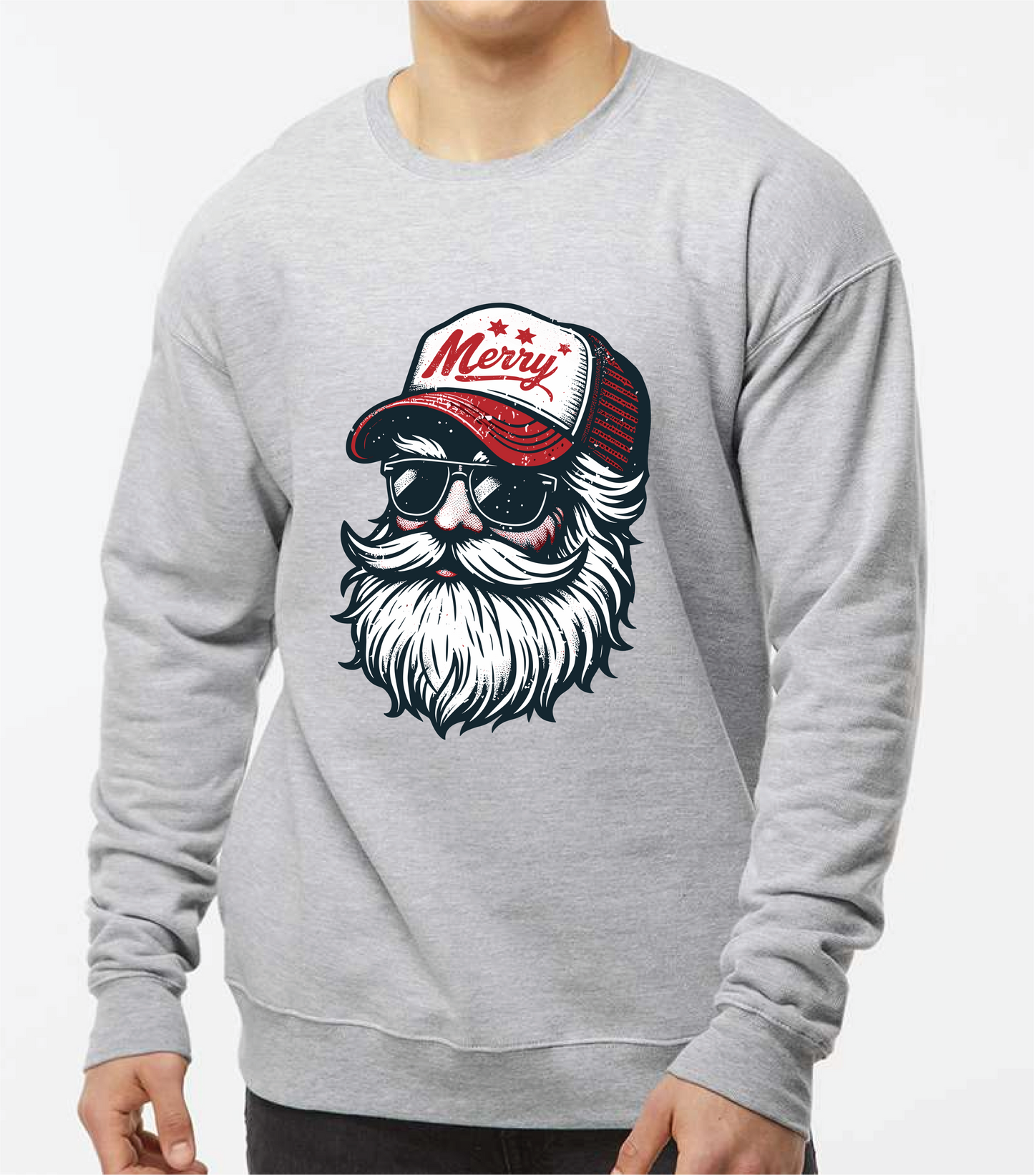 Santa Merry Trucker Hat Sweatshirt (2 colors)
