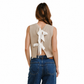 Beige Bow-Tie Sleeveless Top