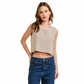 Beige Bow-Tie Sleeveless Top