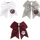 Cheer Bows - Maroon White Silver