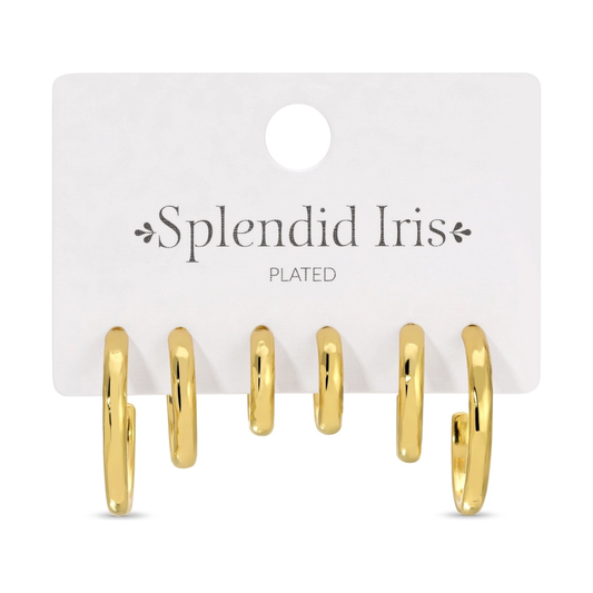 Graduated Textured Hoop Earring Set
