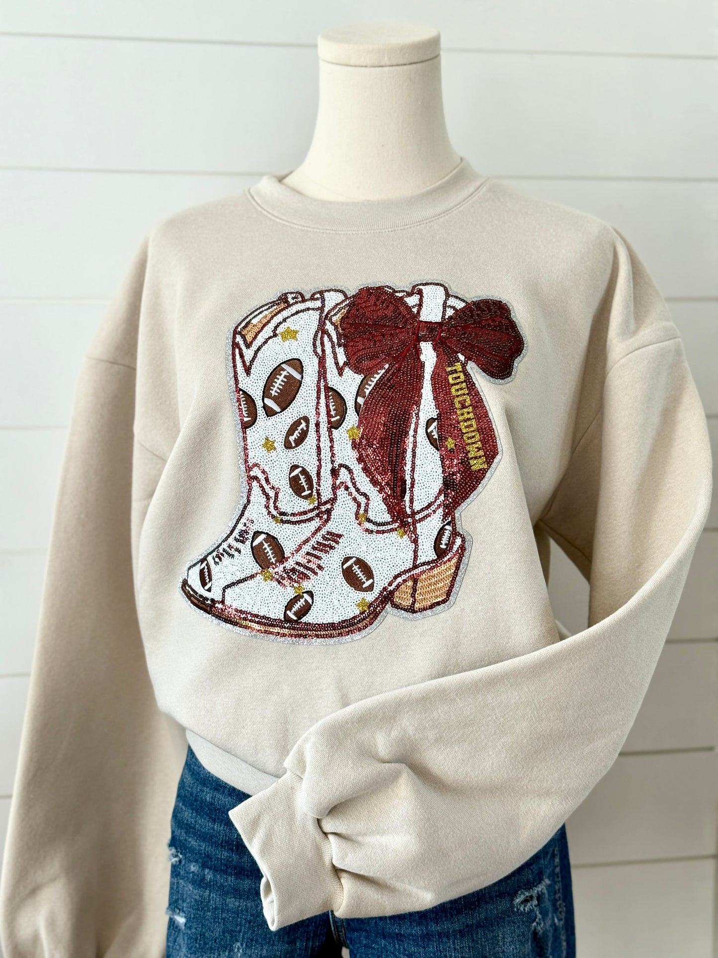 Game Day Cowgirl Boot Sequin Sweatshirt
