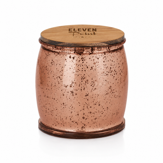Eleven Point Harvest No. 23 Rose Copper Mercury Barrel 14 oz Candle