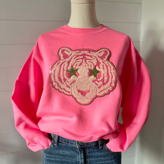 Pink Chenille Tiger Sweatshirt