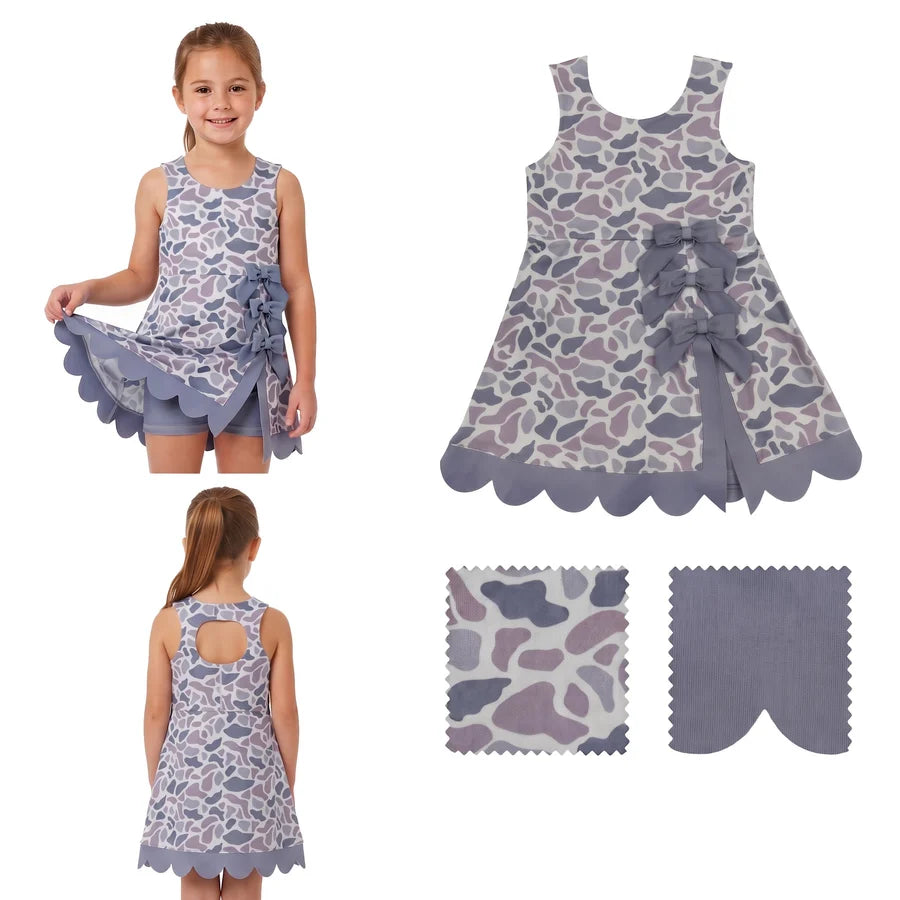 Gray Bow Camo Athletic Dress