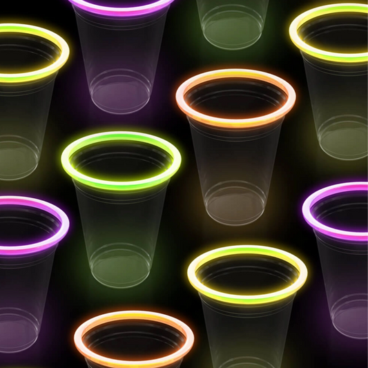 Neon Glow Rim Party Cups – 16 Count
