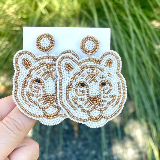 Tiger Face Beaded Earrings