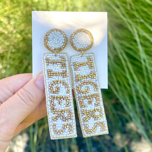 Tiger Ribbon Beaded Earrings